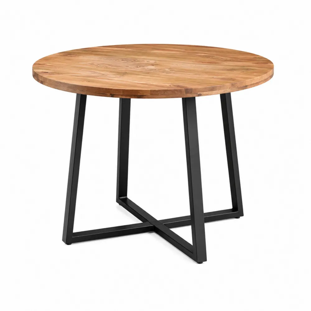 Tavolo rotondo in legno di acacia e metallo nero Ø120 cm