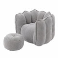 Poltrona e Pouf in Bouclè Grigio