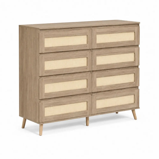 Cassettiera in Legno e Tessuto a 8 Cassetti