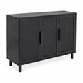 Credenza in legno con tre ante e tessuto intrecciato
