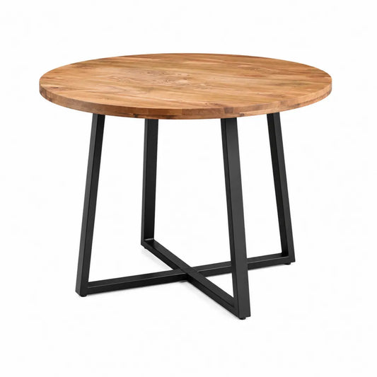 Tavolo rotondo in legno di acacia e metallo nero Ø120 cm
