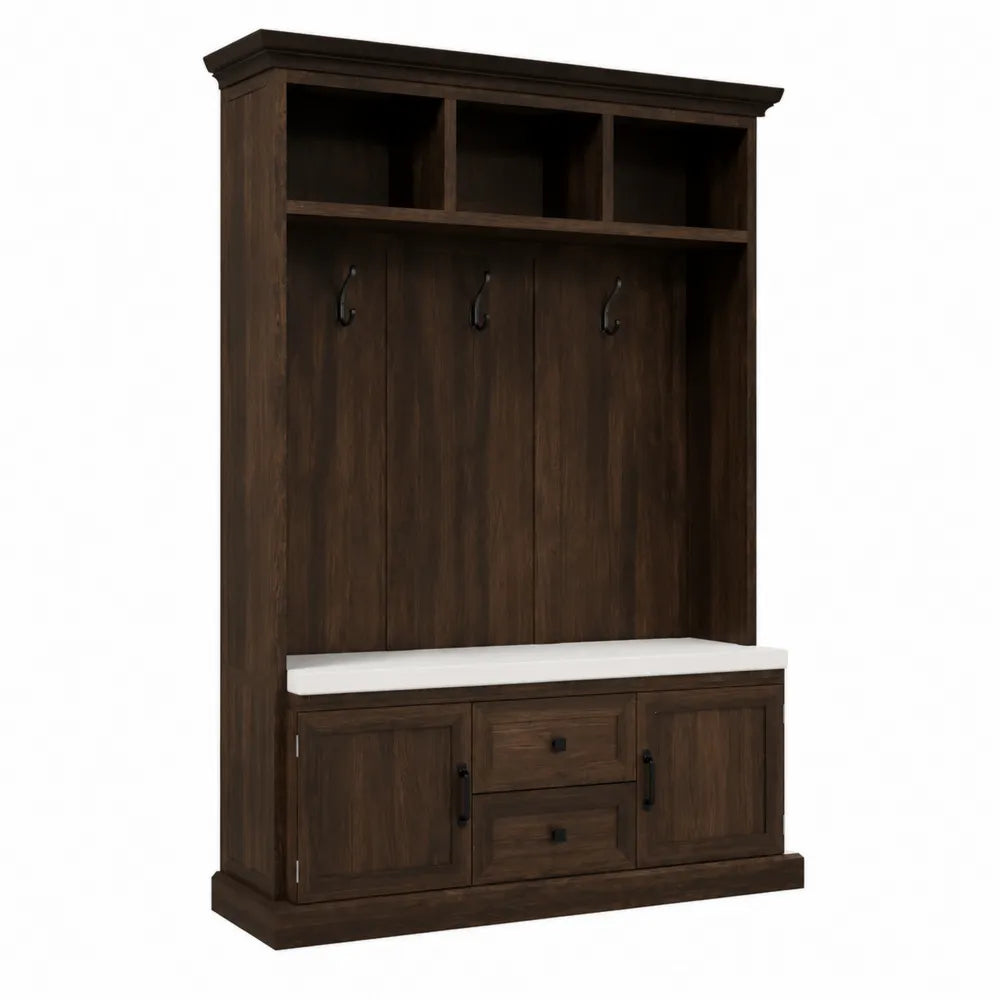 Mobile ingresso in legno con panca e ganci 200x150x40 cm