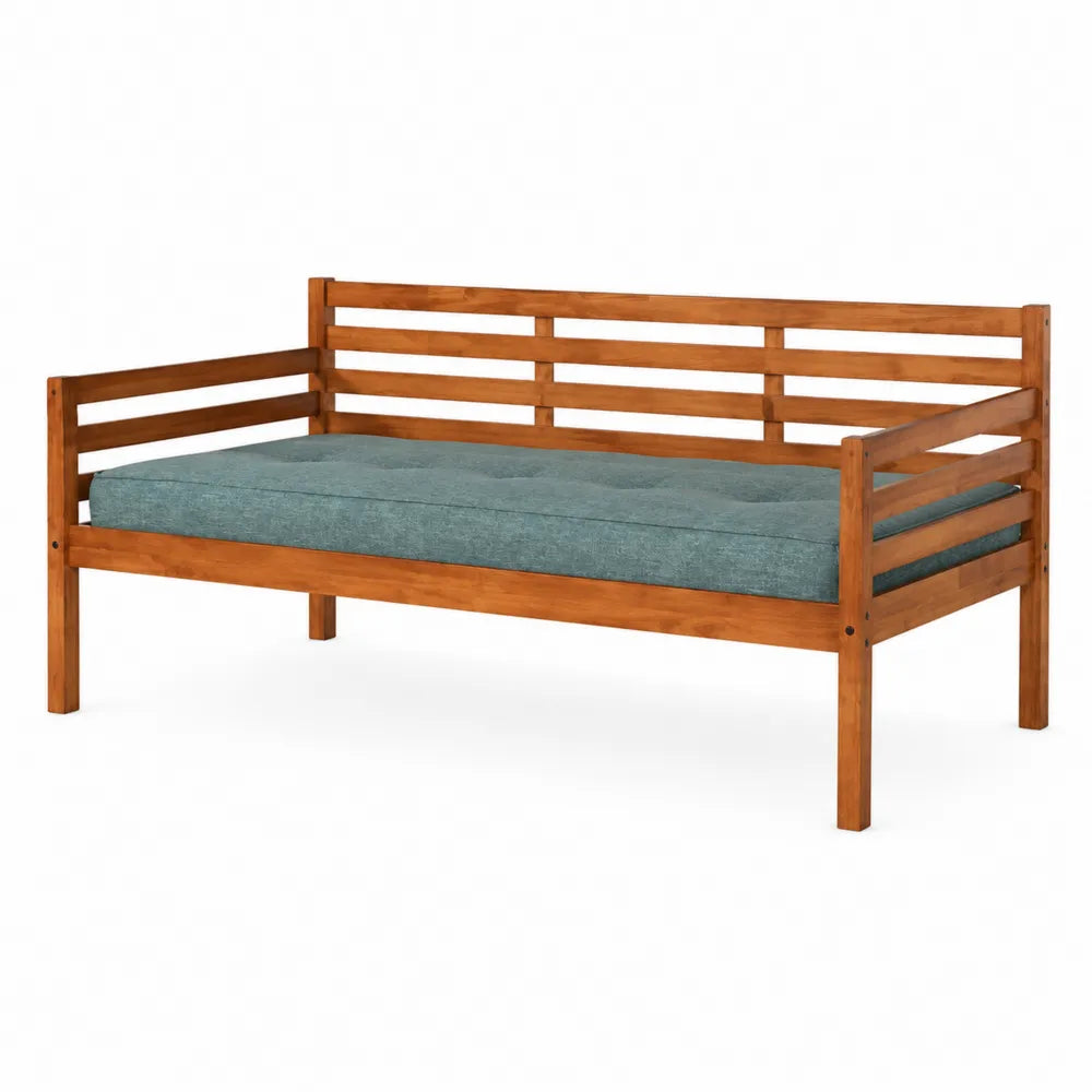Divano Letto in Legno con Cuscino Blu