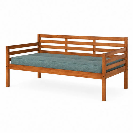 Divano Letto in Legno con Cuscino Blu