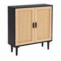 Credenza a Due Ante in Metallo e Rattan