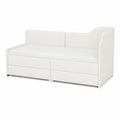 Letto Divano con Cassetti in Legno e Tessuto Bianco
